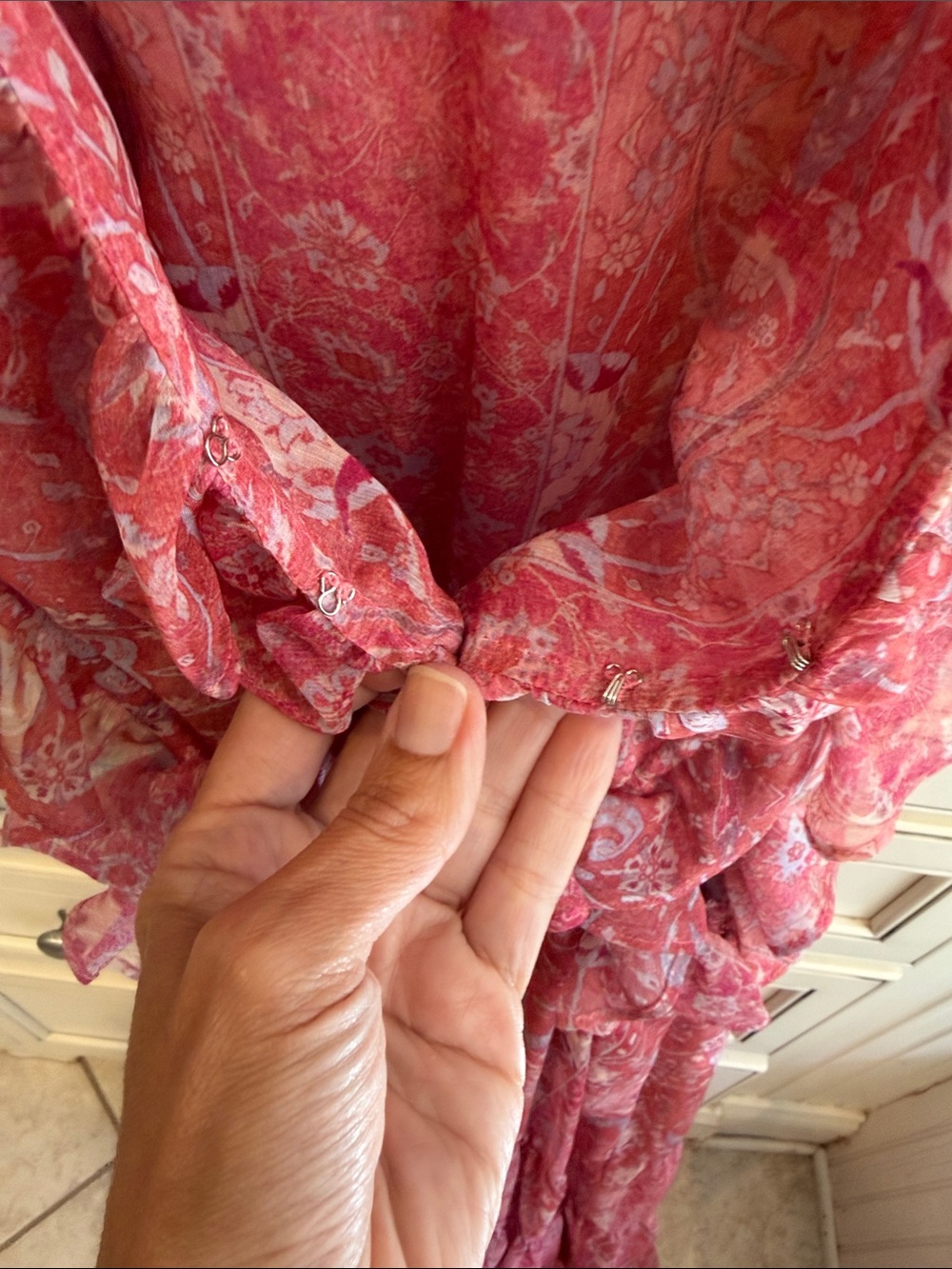 Misa Los Angeles Pink Floral Ruffled Maxi Dress - Picture 4 of 14